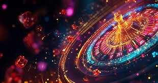 Casino game slot and wheel spinning scene